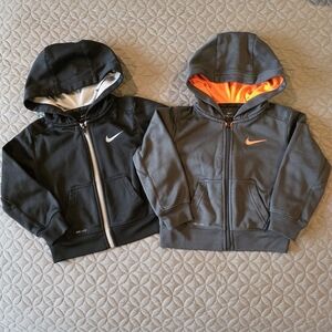 Nike Dri Fit Toddler Hooded Full Zip Sweatshirts - Black, Gray, Neon Orange, 2T